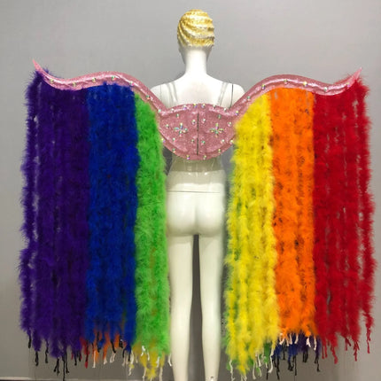 Large Feather Wing Backpiece with Shoulder Straps