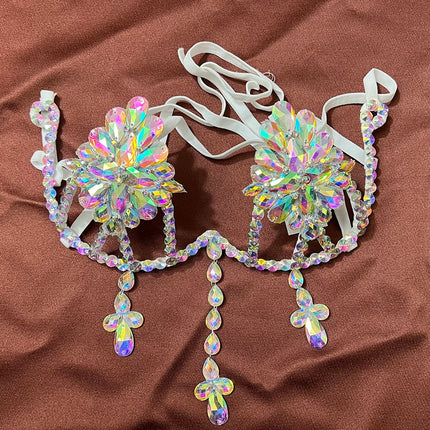 Sparkly Samba Carnival Rhinestone Wire Bra Handmade Stage Costume Top