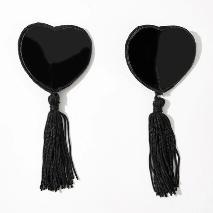 Sparkling Rhinestone Heart Pasties with Swinging Tassels Set