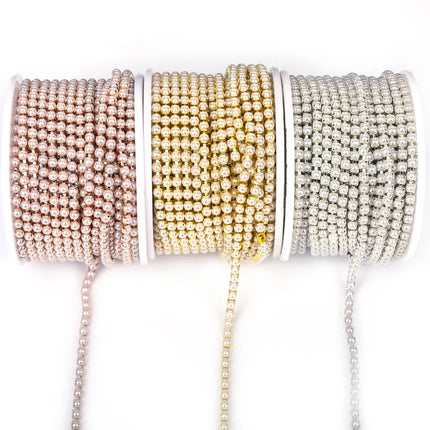 The Stardust Pearl Stream – Premium Glass Rhinestone & ABS Pearl Cup Chain Trim