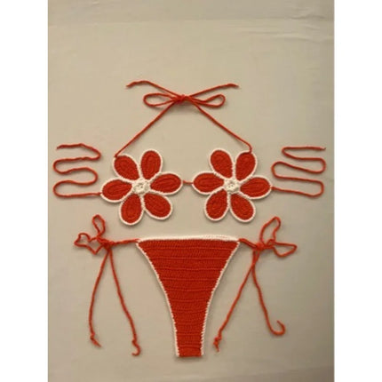 The Stardust Blossom Crochet Bikini – Retro Floral Pin-Up Swim Set
