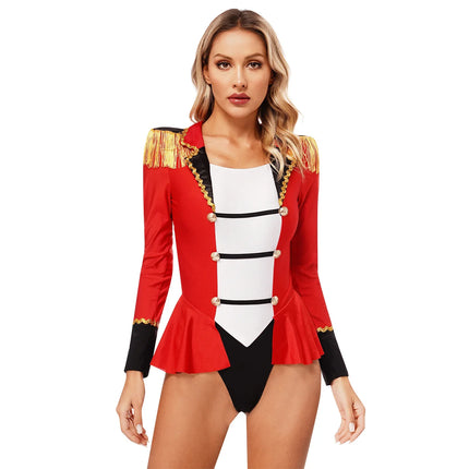 Women's Circus Ringmaster Long Sleeve Skirted Bodysuit Costume