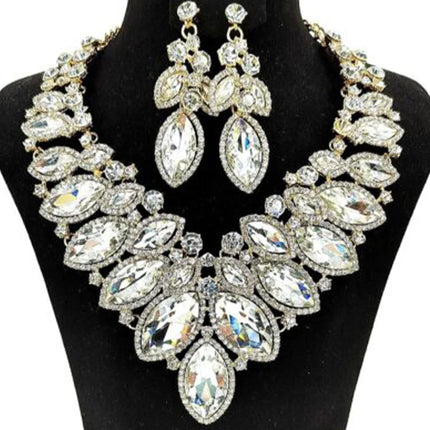 Rhinestone Drop Necklace & Earring Set