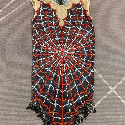 Spiderweb Rhinestone High-Cut Stage Bodysuit Halloween Dance Performance Leotard