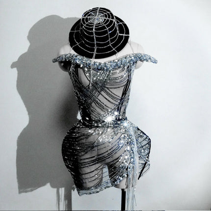 The Stardust Midnight Cabaret Cage Set – Luxury Rhinestone Showgirl Costume