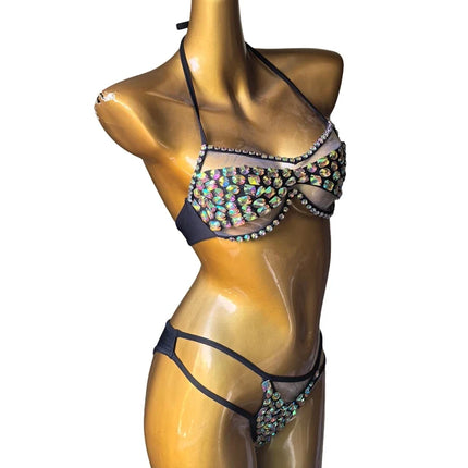The Radiant Venus Sweetheart Bikini – Diamond Crystal Showgirl Costume Set