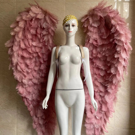 Large Feather Angel Wings Backpiece with Shoulder Straps