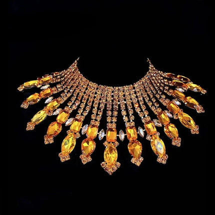 Radiating Statement Rhinestone Crystal Necklace
