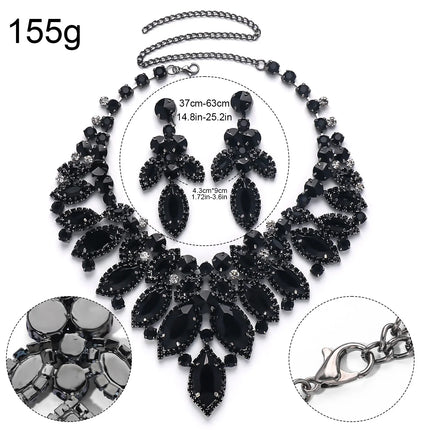 Rhinestone Drop Necklace & Earring Set