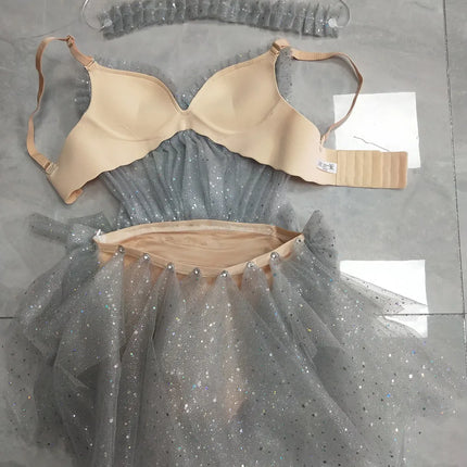 Sexy Nightclub Women Performance Stage Costume Shiny Rhinestones Mesh Bikini Bodysuit Dancer Pole Dancing Party Rave Outfit