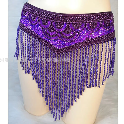 The Stardust Cabaret 2-Piece Ensemble – Luxury Sequin Fringe Bra & Belt Set