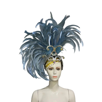 The Stardust Mirage – Exquisite Blue Feathered Samba Carnival Headdress
