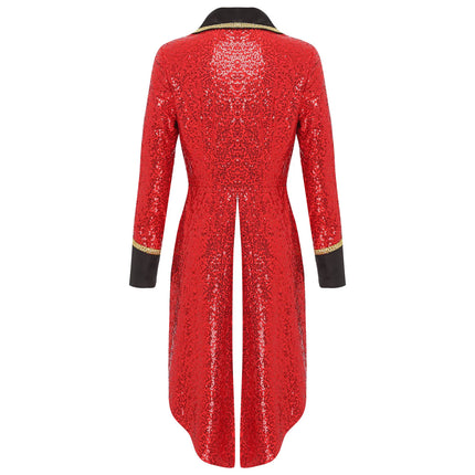 Velvet Circus Ringmaster Tailcoat Jacket Marching Band Halloween Showman Outerwear