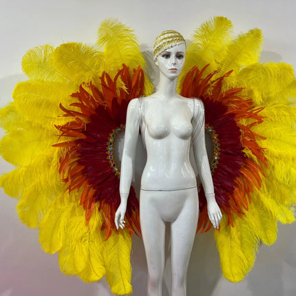 Two-Tone Feather Wing Backpiece Stage Costume Accessory
