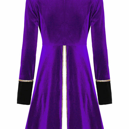 Velvet Circus Ringmaster Gold-Trimmed Swallow-Tail Blazer Coat