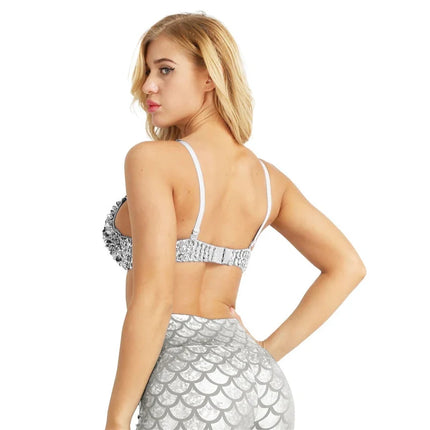 The Stardust Prism Sirena – Sequined & Looped Beading Padded Push-Up Bra Top