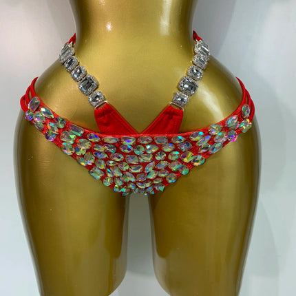 Crystal Diamond Bikini Two-Piece Set Sparkle Stage Performance Outfit