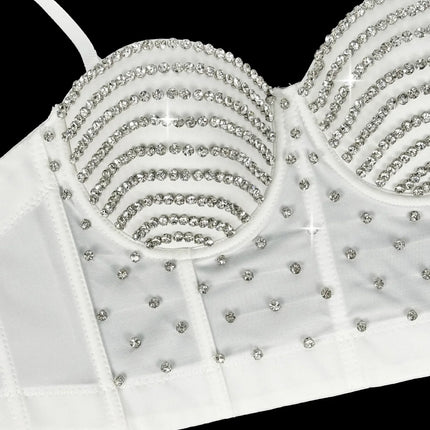 The Stardust Prism Siren – Embroidered Diamond Bustier Corset Crop Top