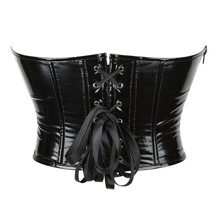 Shiny PVC PU Leather Bustier Corset Crop Top Body Shaper Vest