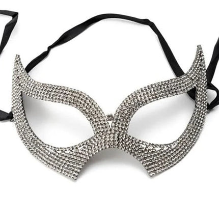 Sparkling Rhinestone Masquerade Face Mask – Breathable Crystal Veil Headwear for Banquets, Festivals & Halloween Costumes