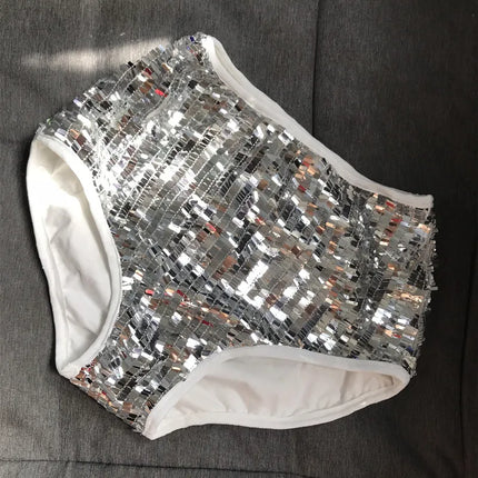 High-Waist Sequin Sparkle Dance Shorts Stage Performance Hot Pants