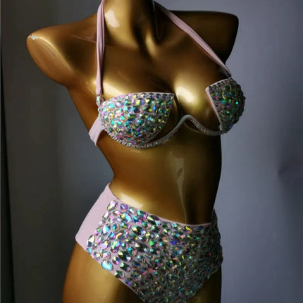 The Venus Horizon Rhinestone Bikini – Premium Crystal Triangle Showgirl Set