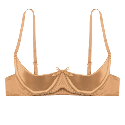 Satin Underwire Half-Cup Push-Up Bra