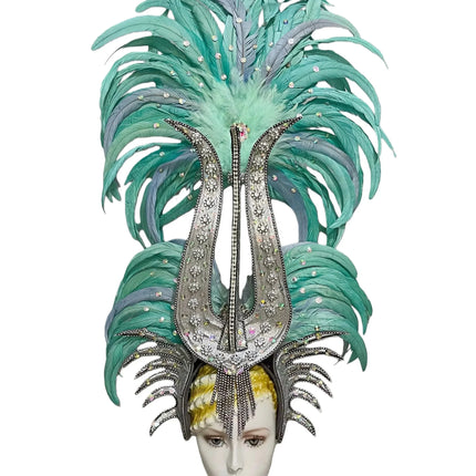 The Stardust Dionysia – Elegant Feathered Samba Carnival & Masquerade Headdress