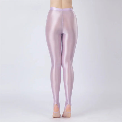 Thin Sheer Oil Glossy High-Stretch Pencil Pants Candy Color Yoga Leggings