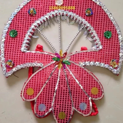 Sequined Butterfly-Style Costume Backpiece with Draped Chain