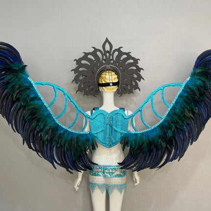 Multi-Color Feathered Wing and Headdress Performance Set