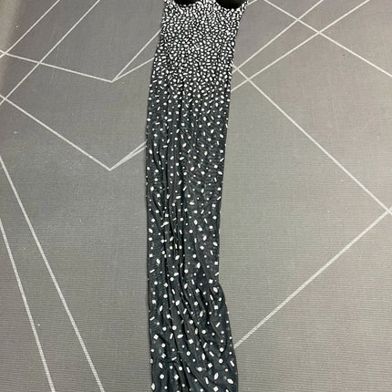 Silver Rhinestone Sheer Mesh Tube Evening Gown Stage Ball Dress