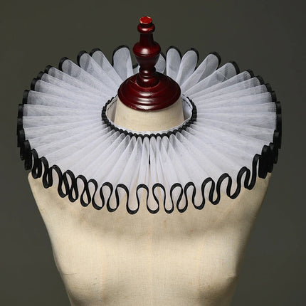 Vintage Renaissance Pleated Mesh Neck Ruff Gothic Clown Collar Choker Costume Accessory