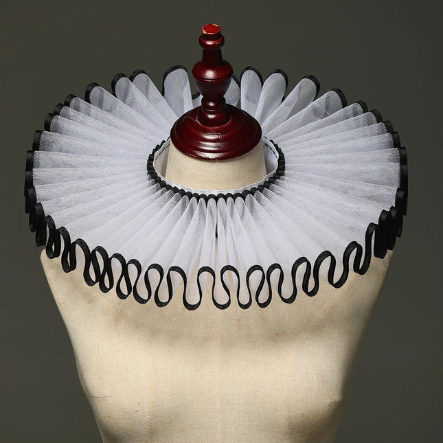Vintage Renaissance Pleated Mesh Neck Ruff Gothic Clown Collar Choker Costume Accessory