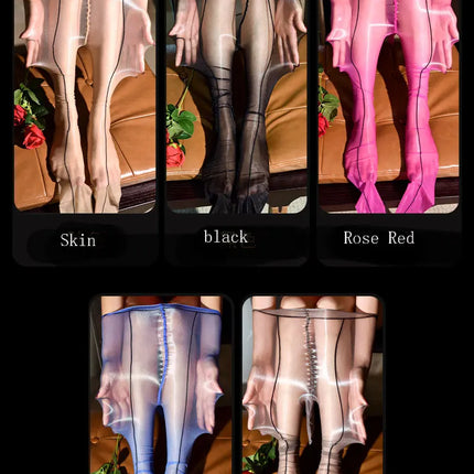 1D Ultra-Thin Oil Glossy Hollow-Out Sheer Shaping Pantyhose Shiny Tights