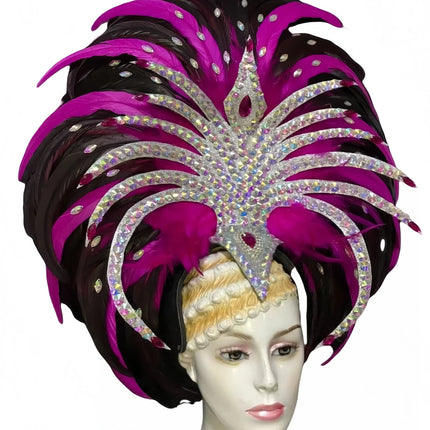 Feather headdress samba costume carnival halloween party bar performance hat makeup dance wings parade