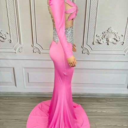 Rhinestone Floral Embroidered Mermaid Gala Gown & Trailing Evening Dress