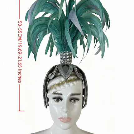 The Stardust Dionysia – Mint Green Feather Carnival & Masque Ball Headdress