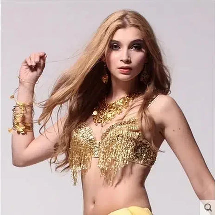 The Stardust Prism Sirena – Deluxe Beaded & Sequined Tassel Belly Dance Bra Top