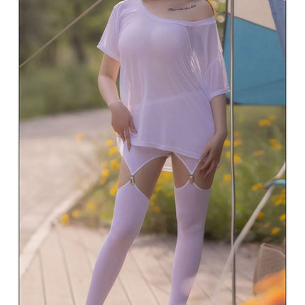 Hollow Out Buckle Shaper Oil Shiny Leggings Garter Belt Pencil Pants