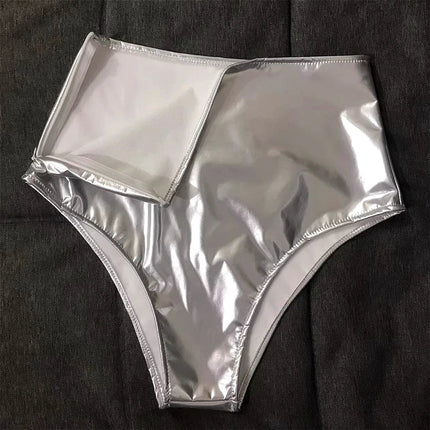 The Stardust Spotlight High-Waist Shorts – Glossy Patent Leather Showgirl Hot Pants