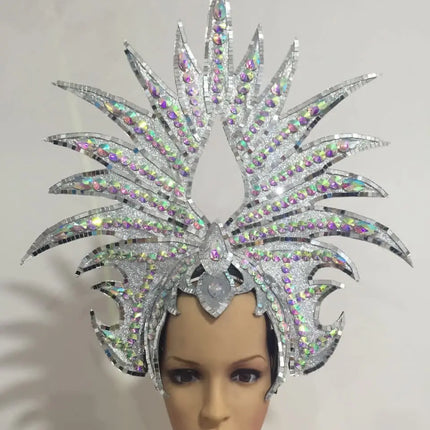 The Stardust Majestic Feather Crown – Carnival & Cabaret Stage Headdress