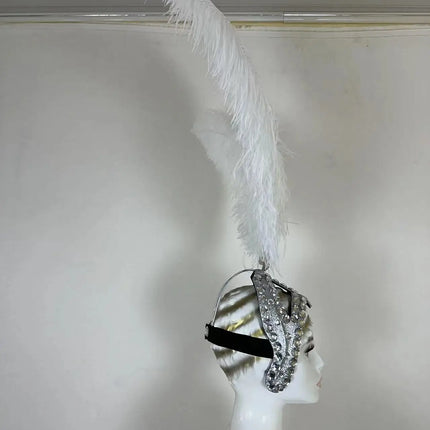 The Stardust Azure Sovereign – Royal Blue Feather Samba Carnival Headdress