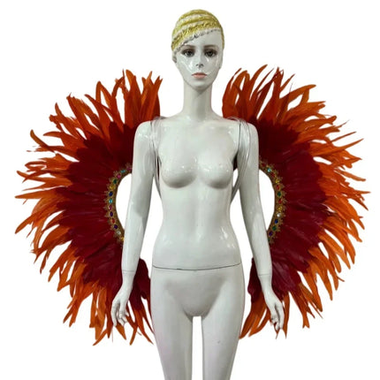 Two-Tone Feather Wing Backpiece Stage Costume Accessory