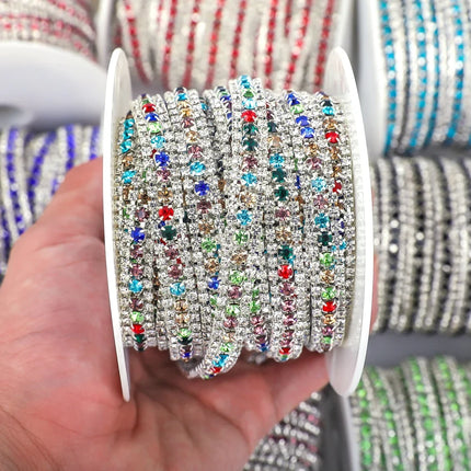 The Stardust Triple Crown – 3-Row Glass Crystal Rhinestone Cup Chain Trim