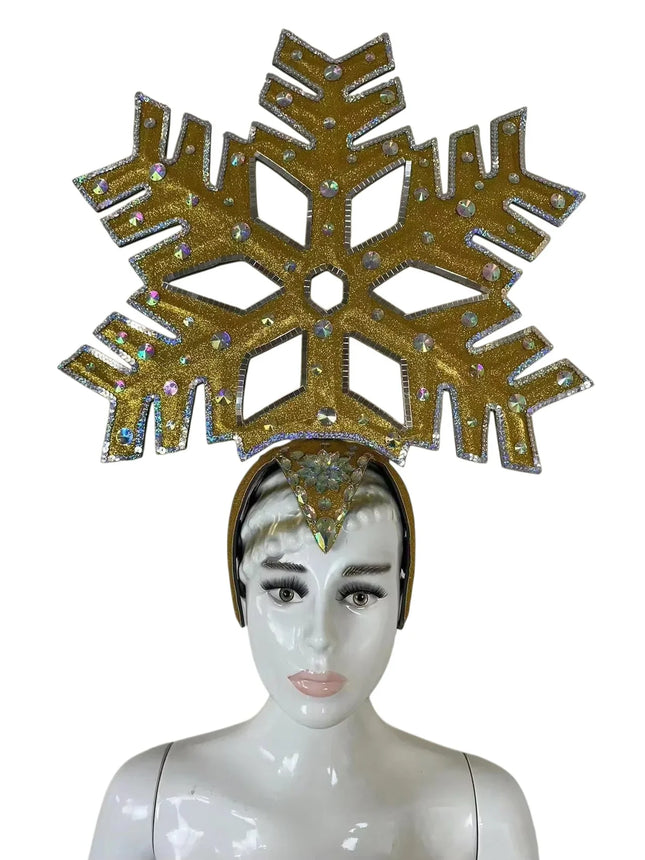 The Stardust Dionysia – Gold Snowflake Starburst Carnival & Masque Ball Crown
