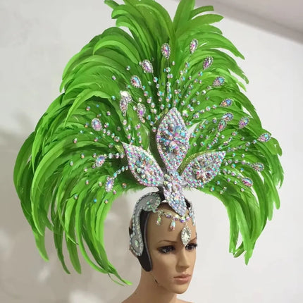 Feather headdress samba costume carnival halloween party bar performance hat makeup dance wings parade