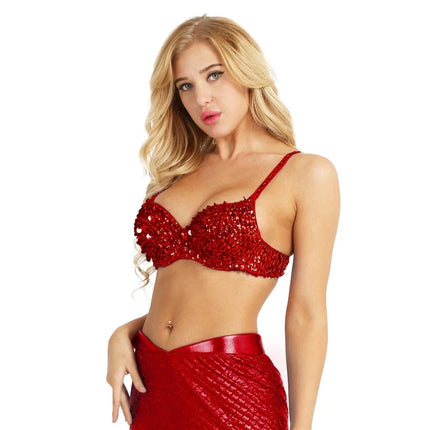 The Stardust Prism Sirena – Sequined & Looped Beading Padded Push-Up Bra Top