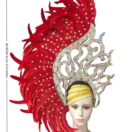 The Stardust Samba Radiance – Elegant Feathered Stage & Carnival Headdress