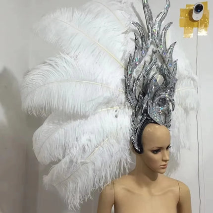 FASHIONABLE AND EXQUISITE HEADDRESS FEATHERS SAMBA DANCE CARNIVAL HALLOWEEN PARTY LATIN DANCE BAR PERFORMANCE HAT MASQUERADE